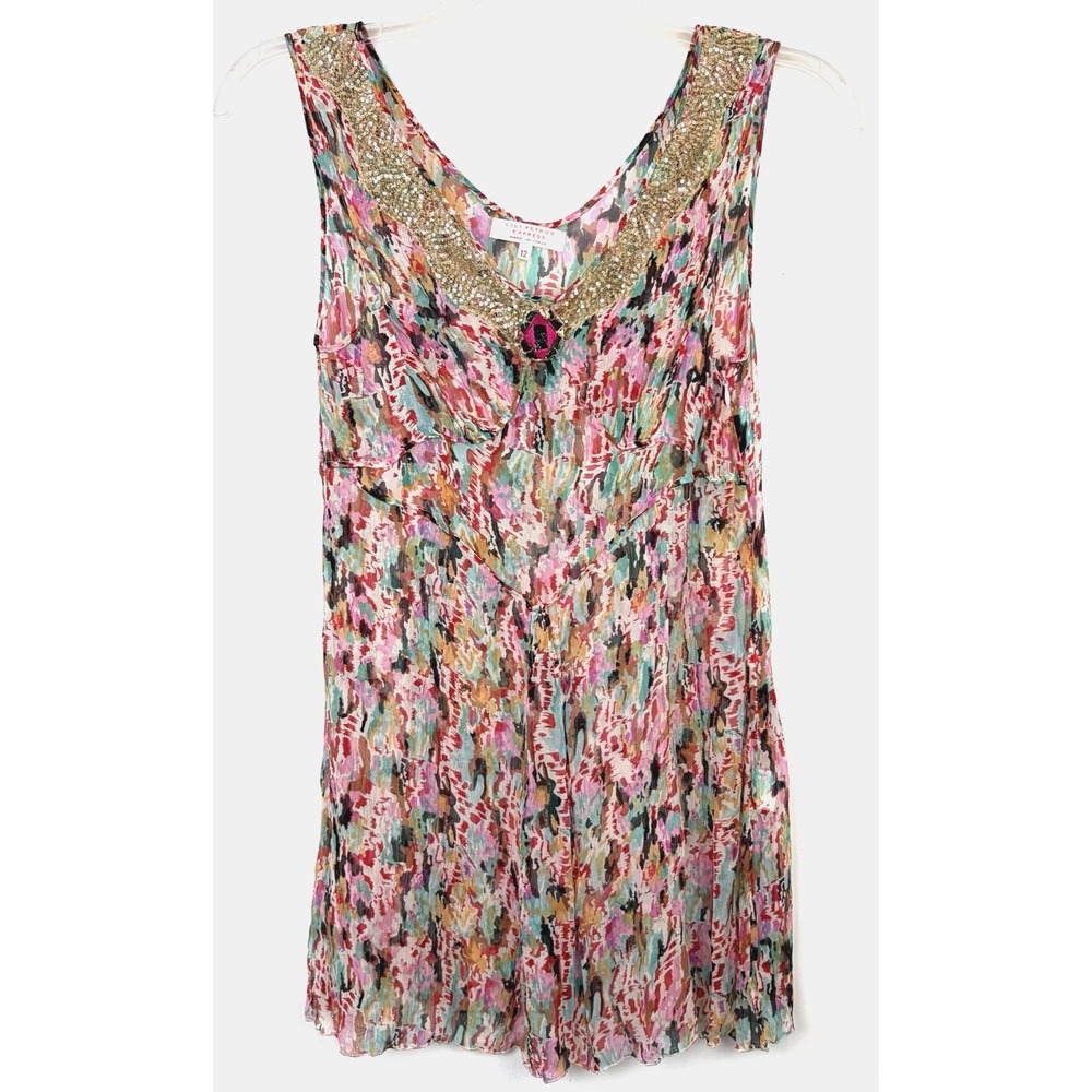 Lili Petrus Express Babydoll Tunic Top Womens 12 Pink Silk Sheer Read